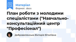 План роботи з молодими спеціалістами ("Навчально- консультаційний центр "Професіонал")