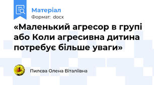 «Маленький агресор в групі або Коли агресивна дитина потребує більше уваги»