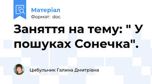 Заняття на тему: " У пошуках Сонечка".
