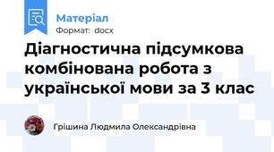 Діагностична підсумкова комбінована робота з української мови за 3 клас