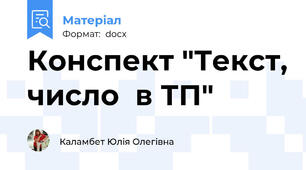 Конспект "Текст, число  в ТП"