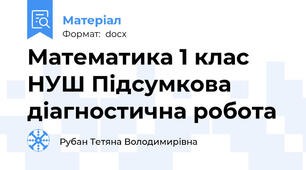 Математика 1 клас НУШ Підсумкова діагностична робота