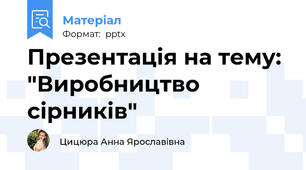 Презентація на тему: "Виробництво сірників"