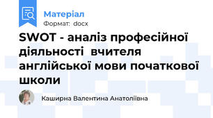 SWOT - аналіз професійної діяльності  вчителя англійської мови початкової школи