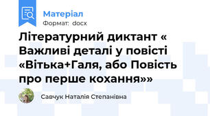 Літературний диктант « Важливі деталі у повісті «Вітька+Галя, або Повість про перше кохання»»