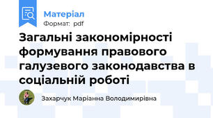 Загальні закономірності формування правового галузевого законодавства в соціальній роботі