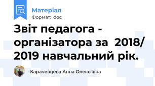 Звіт педагога - організатора за  2018/ 2019 навчальний рік.
