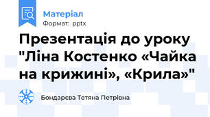 Презентація до уроку "Ліна Костенко «Чайка на крижині», «Крила»"
