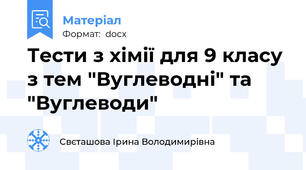 Тести з хімії для 9 класу з тем "Вуглеводні" та "Вуглеводи"