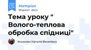 Тема уроку " Волого-теплова обробка спідниці"