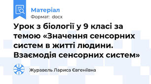 Урок з біології у 9 класі за темою «Значення сенсорних систем в житті людини. Взаємодія сенсорних систем»