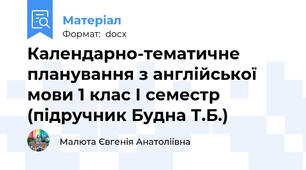 Календарно-тематичне планування з англійської мови 1 клас І семестр (підручник Будна Т.Б.)