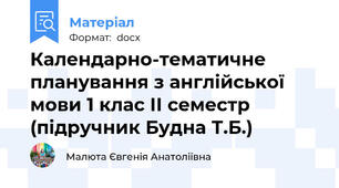 Календарно-тематичне планування з англійської мови 1 клас ІІ семестр (підручник Будна Т.Б.)