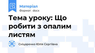 Тема уроку: Що робити з опалим листям