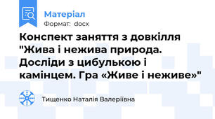 Конспект заняття з довкілля "Жива і нежива природа. Досліди з цибулькою і камінцем. Гра «Живе і неживе»"