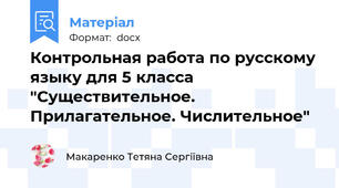 Контрольная работа по русскому языку для 5 класса "Существительное. Прилагательное. Числительное"