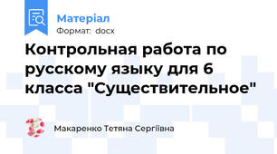 Контрольная работа по русскому языку для 6 класса "Существительное"