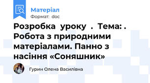 Розробка  уроку  .  Тема: . Робота з природними матеріалами. Панно з насіння «Соняшник»