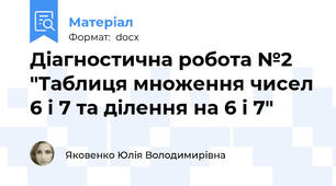 Діагностична робота №2 "Таблиця множення чисел 6 і 7 та ділення на 6 і 7"