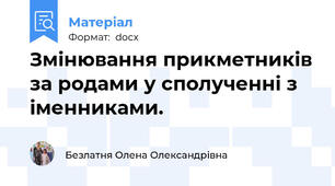 Змінювання прикметників за родами у сполученні з іменниками.