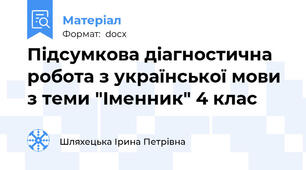 Підсумкова діагностична робота з української мови з теми "Іменник" 4 клас