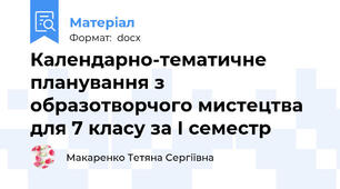 Календарно-тематичне планування з образотворчого мистецтва для 7 класу за І семестр