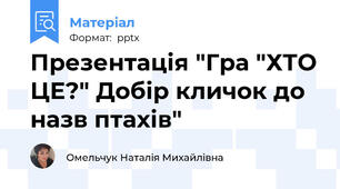 Презентація "Гра "ХТО ЦЕ?" Добір кличок до назв птахів"