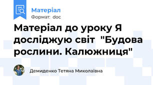 Матеріал до уроку Я досліджую світ  "Будова рослини. Калюжниця"