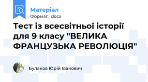 Тест із всесвітньої історії для 9 класу "ВЕЛИКА ФРАНЦУЗЬКА РЕВОЛЮЦІЯ"