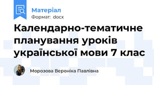 Календарно-тематичне планування уроків української мови 7 клас