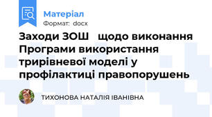 Заходи ЗОШ   щодо виконання  Програми використання трирівневої моделі у профілактиці правопорушень