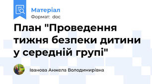 План "Проведення тижня безпеки дитини у середній групі"