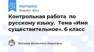 Контрольная работа  по русскому языку.  Тема «Имя существительное». 6 класс