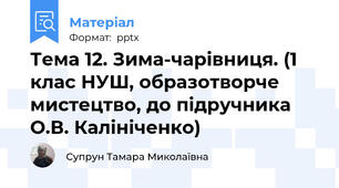 Тема 12. Зима-чарівниця. (1 клас НУШ, образотворче мистецтво, до підручника О.В. Калініченко)