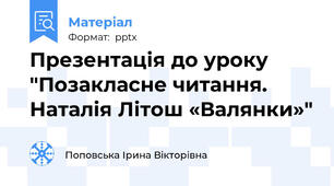 Презентація до уроку "Позакласне читання. Наталія Літош «Валянки»"