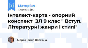 Інтелект-карта - опорний конспект  ЗЛ 9 клас " Вступ. Літературні жанри і стилі"