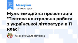 Мультимедійна презентація "Тестова контрольна робота з української літератури в 11 класі"
