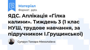 ЯДС. Аплікація «Гілка калини». Тиждень 3 (1 клас НУШ, трудове навчання, за підручником І.Грущинської)