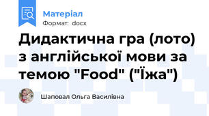 Дидактична гра (лото) з англійської мови за темою "Food" ("Їжа")