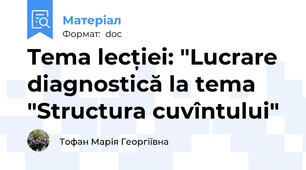 Tema lecției: "Lucrare diagnostică la tema "Structura cuvîntului"