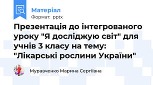 Презентація до інтегрованого уроку "Я досліджую світ" для учнів 3 класу на тему: "Лікарські рослини України"