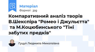 Компаративний аналіз творів В.Шекспіра "Ромео і Джульєтта"  та М.Коцюбинського "Тіні забутих предків"
