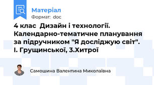 4 клас  Дизайн і технології. Календарно-тематичне планування  за підручником "Я досліджую світ". І. Грущинської, 3.Хитрої