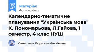 Календарно-тематичне планування "Українська мова" К. Пономарьова, Л.Гайова, 1 семестр, 4 клас НУШ