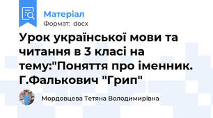 Урок української мови та читання в 3 класі на тему:"Поняття про іменник. Г.Фалькович "Грип"