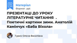 ПРЕЗЕНТАЦІ ДО УРОКУ ЛІТЕРАТУРНЕ ЧИТАННЯ  .  Поетичні картини зими. Анатолій Камінчук «Баба Віхола»