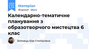 Календарно-тематичне планування з образотворчого мистецтва 6 клас