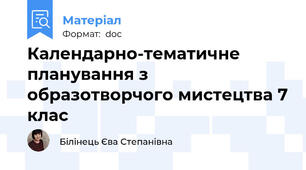 Календарно-тематичне планування з образотворчого мистецтва 7 клас