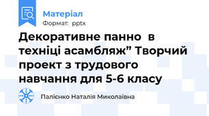 Декоративне панно  в техніці асамбляж” Творчий проект з трудового навчання для 5-6 класу