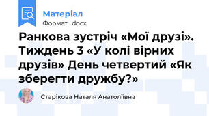 Ранкова зустріч «Мої друзі».  Тиждень 3 «У колі вірних друзів» День четвертий «Як зберегти дружбу?»
